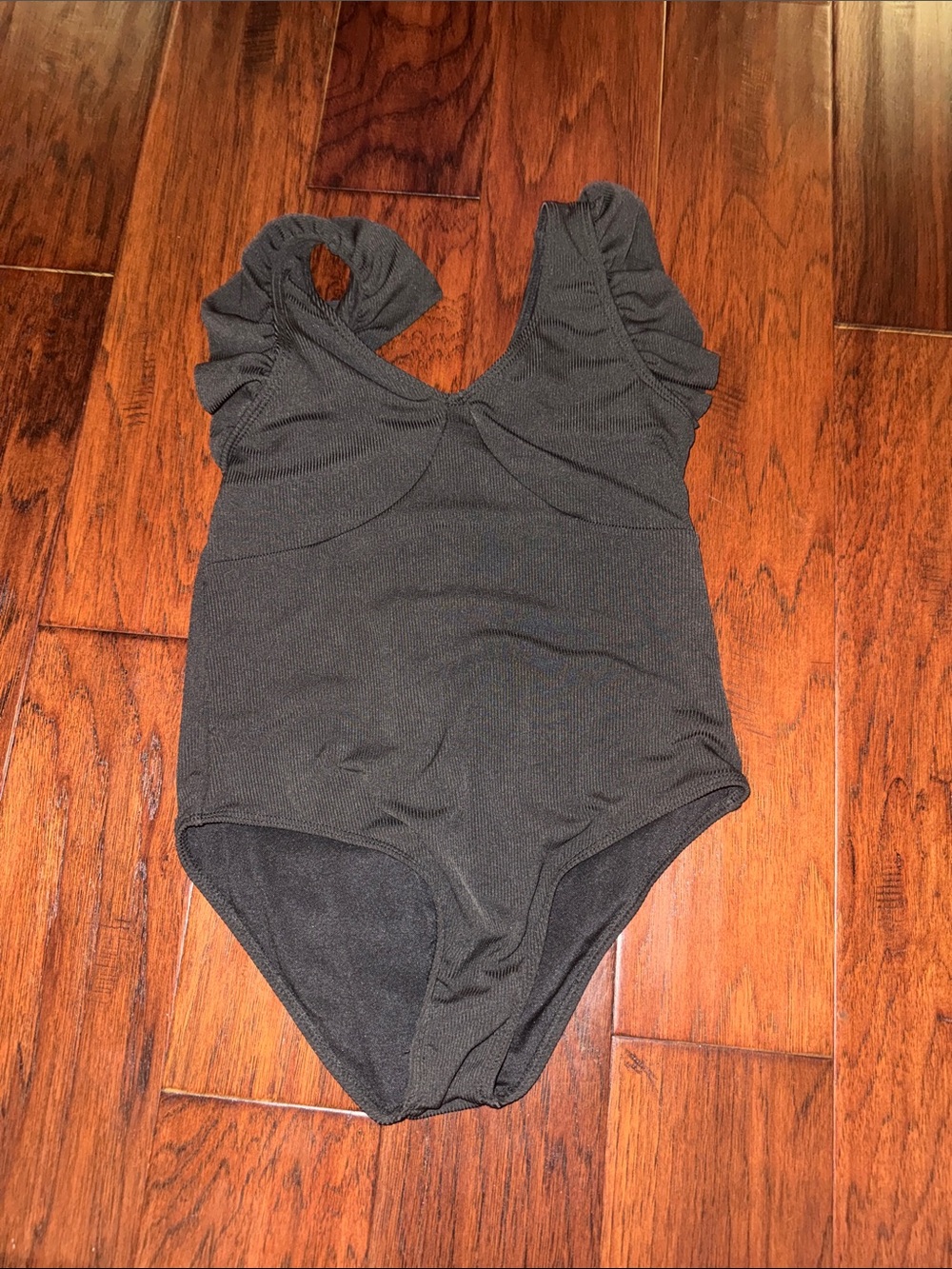 SHEIN Black Girls Ruffle Shoulder One-Piece Swimsuit